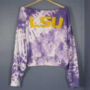 PINK LSU college off the shoulder sweatshirt